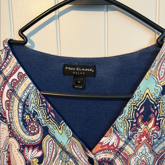 Miss Elaine Multicolor Paisley button down sleep shirt - Picture 2 of 5